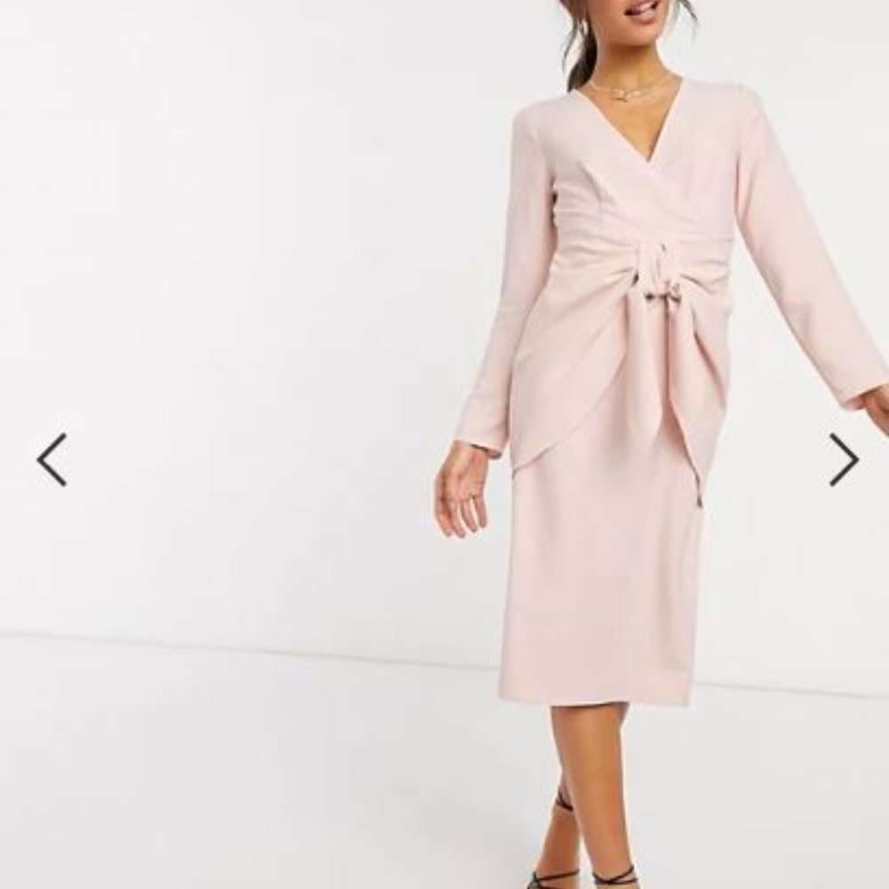 ASOS Wrap Midi Dress with Tie Waist (Size 4) *NWT